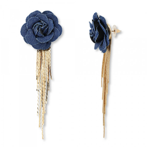 Musthave denim-look oorbellen flower Denim blue-gold