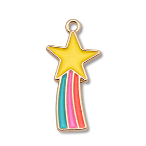 Metaal bedels enamel star Gold-multicolour
