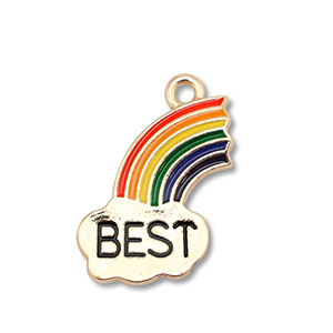 Metaal bedels enamel rainbow "best" Gold-multicolour