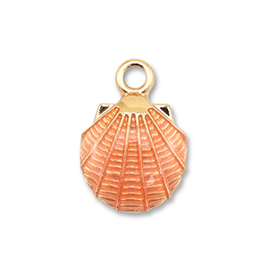 Metaal bedels enamel shell Gold-peach pink