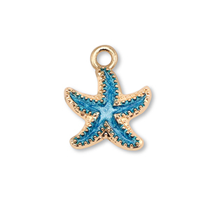 Metaal bedels enamel starfish Gold-blue