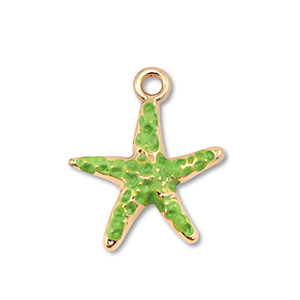Metaal bedels enamel starfish Gold-green