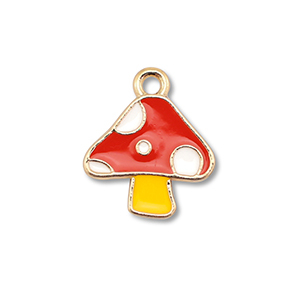 Metaal bedels enamel mushroom Gold-red-yellow