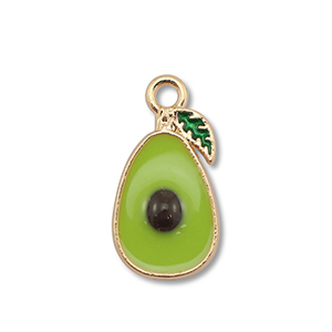 Metaal bedels enamel avocado Gold-olive green
