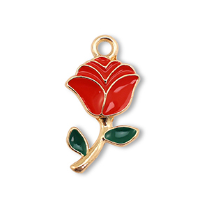 Metaal bedels enamel rose Gold-red