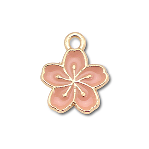 Metaal bedels enamel flower Gold-vintage pink
