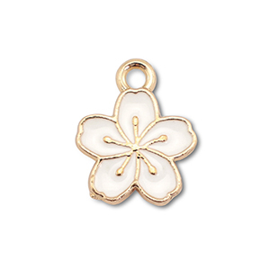 Metaal bedels enamel flower Gold-white