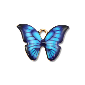 Metaal bedels enamel butterfly Gold-blue-black
