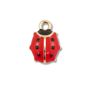 Metaal bedels enamel ladybug Gold-red-black