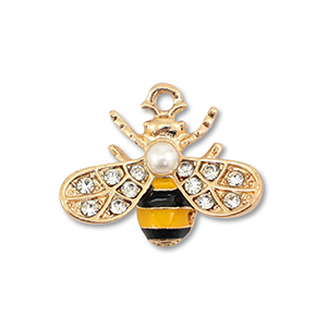 Metaal bedels enamel bee Gold-yellow-black
