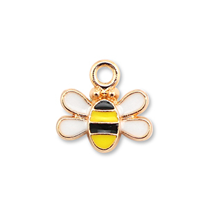 Metaal bedels enamel bee Gold-yellow-black