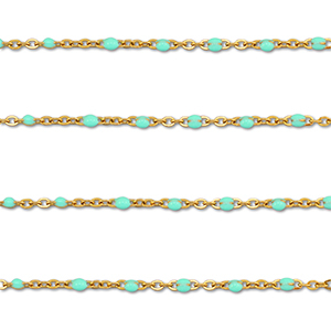 Benodigdheden van Stainless steel Roestvrij staal (RVS) jasseron 1mm Gold-mint turquoise