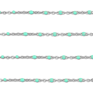 Benodigdheden van Stainless steel Roestvrij staal (RVS) jasseron 1mm Silver-mint turquoise