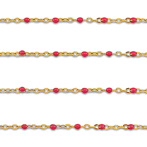 Benodigdheden van Stainless steel Roestvrij staal (RVS) jasseron 1mm Gold-cherry red