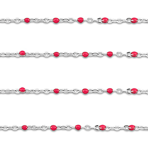 Benodigdheden van Stainless steel Roestvrij staal (RVS) jasseron 1mm Silver-cherry red