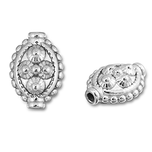 Kralen van Stainless steel Roestvrij staal (RVS) oval with dots Silver