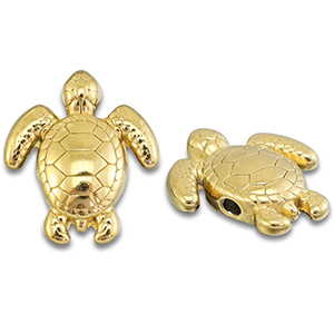 Kralen van Stainless steel Roestvrij staal (RVS) turtle Gold