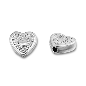 Kralen van Stainless steel Roestvrij staal (RVS) heart Silver