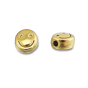 Kralen van Stainless steel Roestvrij staal (RVS) smiley Gold
