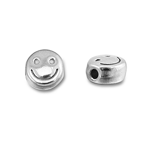 Kralen van Stainless steel Roestvrij staal (RVS) smiley Silver