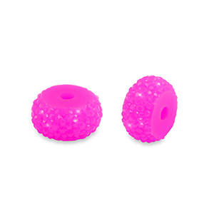 Kralen van resin rondellen 8mm Magenta pink