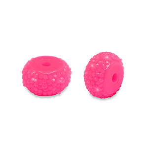 Kralen van resin rondellen 6mm Neon pink