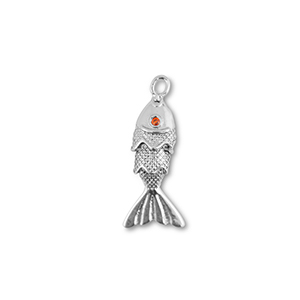 Brass TQ metaal bedels fish Silver-orange