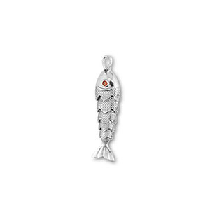 Brass TQ metaal bedels fish Silver-orange