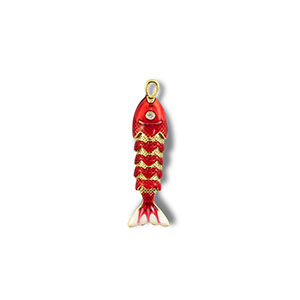 Eco-brass&reg; metaal bedels fish Gold-red-white