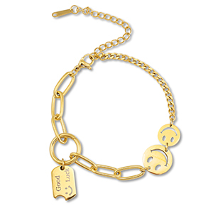 Armbanden van Stainless steel Roestvrij staal (RVS) smiley Gold