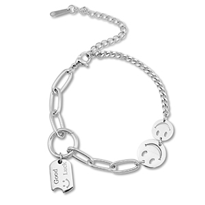 Armbanden van Stainless steel Roestvrij staal (RVS) smiley Silver