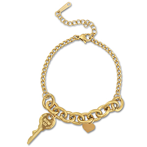 Armbanden van Stainless steel Roestvrij staal (RVS) key Gold