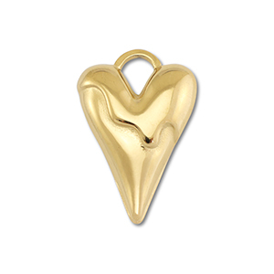 Bedels van Stainless steel Roestvrij staal (RVS) heart Gold