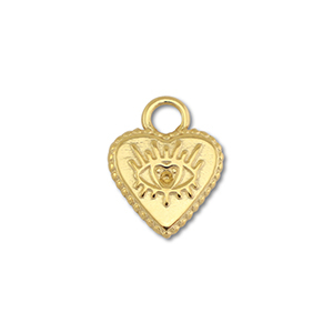 Bedels van Stainless steel Roestvrij staal (RVS) heart with Eye of Providence Gold