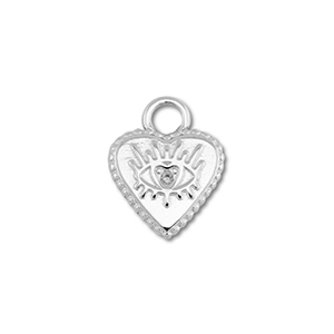 Bedels van Stainless steel Roestvrij staal (RVS) heart with Eye of Providence Silver