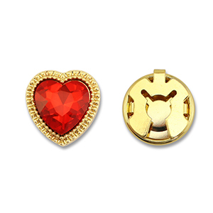 Eco-brass&reg; metaal button covers heart Gold-red