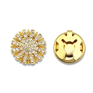 Eco-brass&reg; metaal button covers zirconia sun Gold-crystal