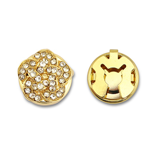 Eco-brass&reg; metaal button covers zirconia flower Gold-crystal