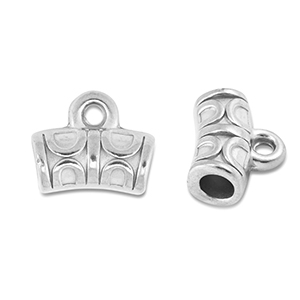 Kralen van Stainless steel Roestvrij staal (RVS) tube with loop Silver