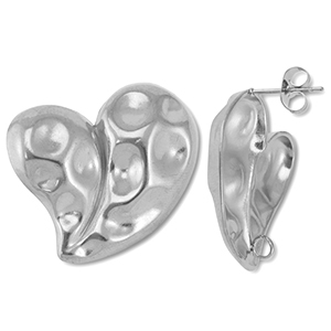 Benodigdheden van Stainless steel Roestvrij staal (RVS) oorbellen / oorsteker heart with loop Silver