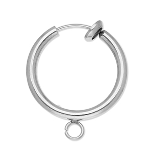 Benodigdheden van Stainless steel Roestvrij staal (RVS) clipoorbellen creolen met oogje 18mm Silver