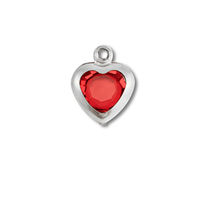 Bedels van Stainless steel Roestvrij staal (RVS) heart Silver-red