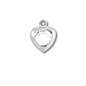 Bedels van Stainless steel Roestvrij staal (RVS) heart Silver-transparent