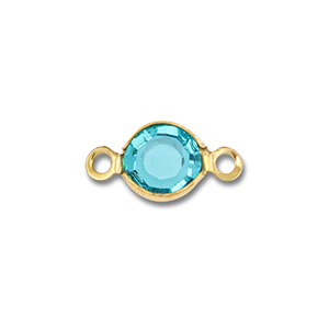 Benodigdheden van Stainless steel Roestvrij staal (RVS) connector round Gold-aquamarine blue
