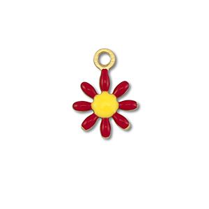 Bedels van Stainless steel Roestvrij staal (RVS) flower Gold-dark red-yellow