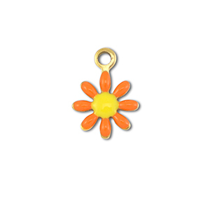 Bedels van Stainless steel Roestvrij staal (RVS) flower Gold-orange-yellow