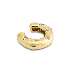 Oorbellen van Stainless steel Roestvrij staal (RVS) ear cuff with zirconia Gold-crystal