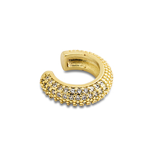 Oorbellen van Stainless steel Roestvrij staal (RVS) ear cuff with zirconia Gold-crystal