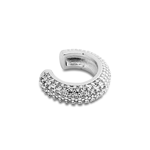 Oorbellen van Stainless steel Roestvrij staal (RVS) ear cuff with zirconia Silver-crystal