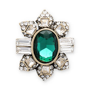 Broches oval Gold-green-transparent